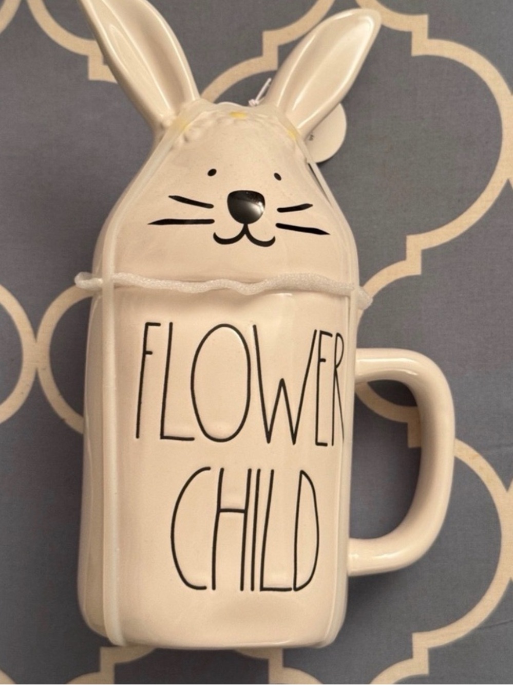 NWT RAE DUNN Flower Child Cream Bunny Mug